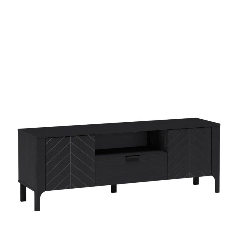 Szafka rtv dwudrzwiowa z szufladą Bettso Lumi do salonu czarny 1szt.