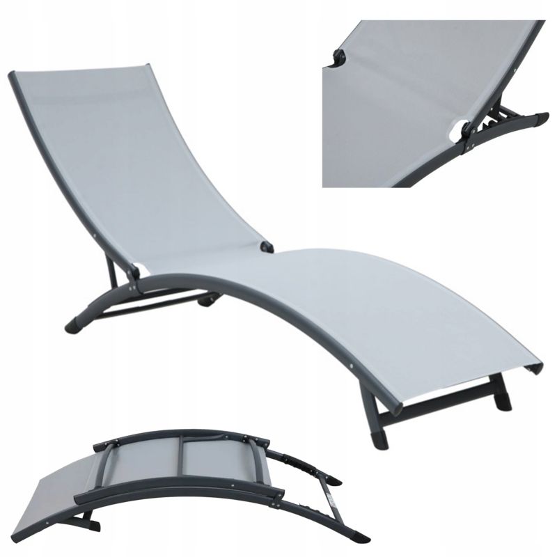 Leżak Ogrodowy Focus Garden Składany Plażowy Tarasowy Star Na Basen Ogród Szary Mocny Szary 1 Szt