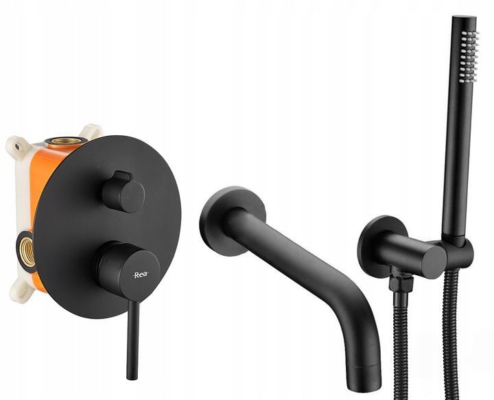 Bateria Wannowa Podtykowa Rea Lungo 16X16X16Cm Czarny + Box 1 Szt