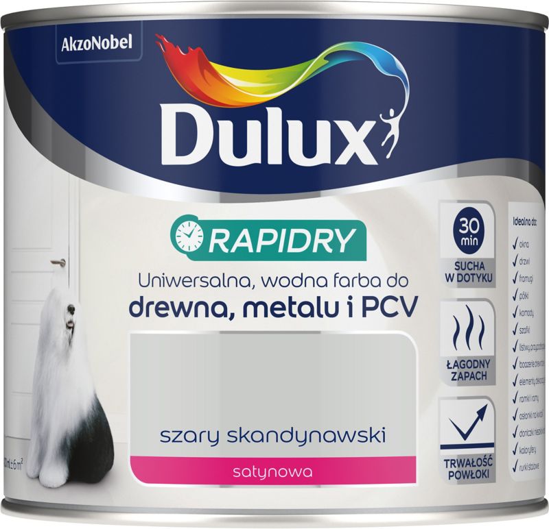 Emalia akrylowa Dulux Rapidry szary skandynawski 0,4 l