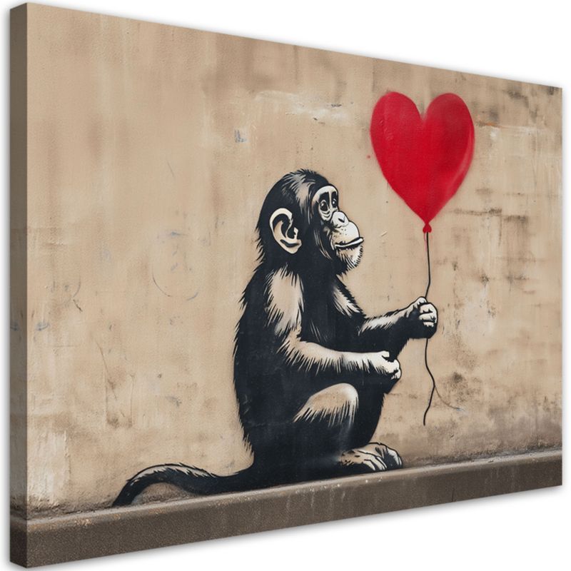 Obraz na płótnie Feeby Małpa z balonikiem Banksy Street Art 100x70cm 1szt