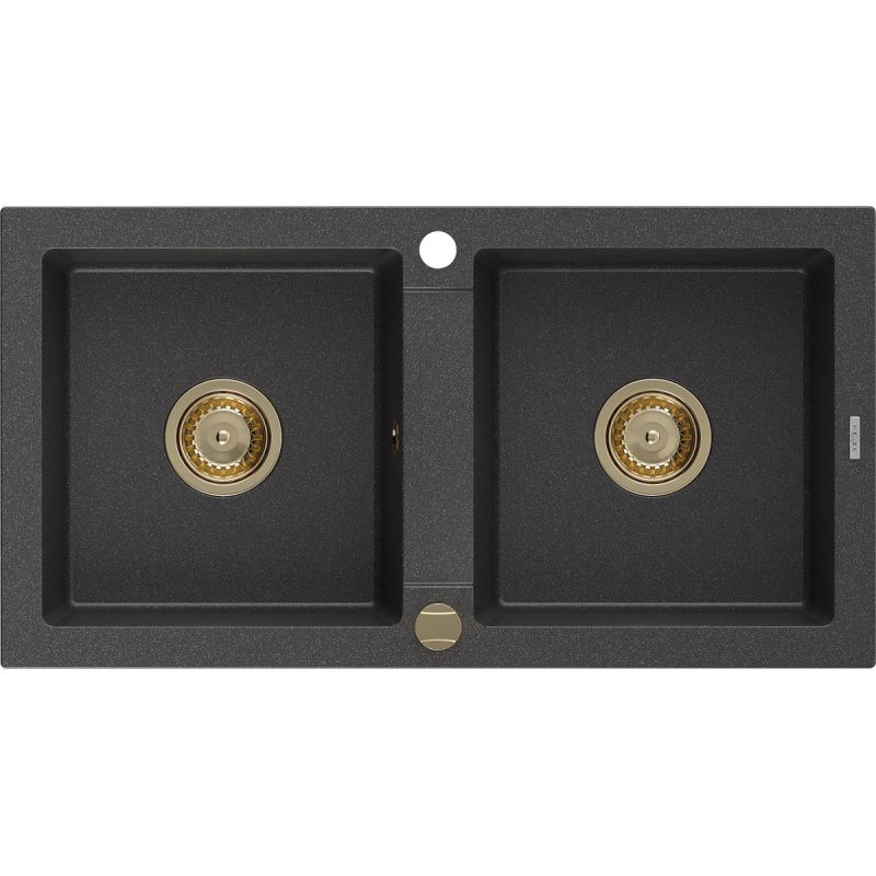 Zlewozmywak wpuszczany Mexen Mario 2-komorowy czarny nakrapiany 820x436 mm 6504822000-76-G