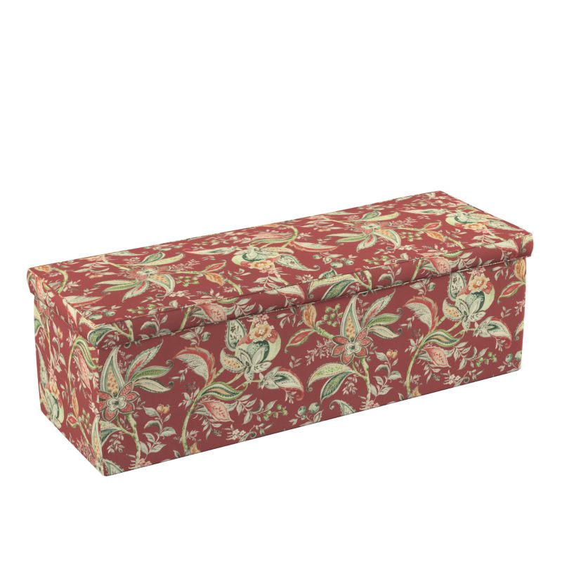 Skrzynia tapicerowana Dekoria 120 x 40 x 40 cm wzory roślinne i kwiatowe na czerwono-ceglanym tle 1 szt.
