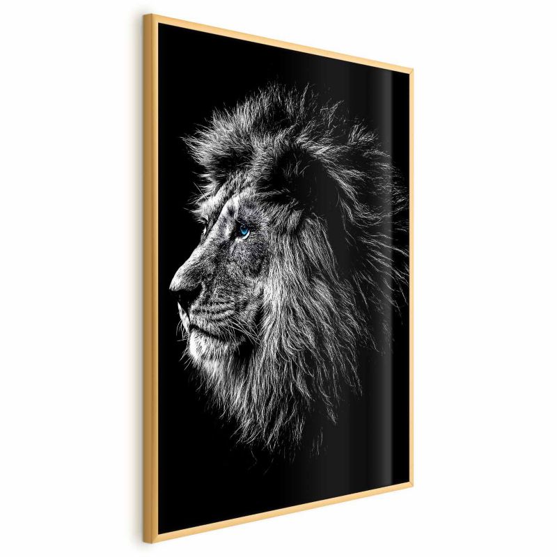 Plakat Artgeist Niebieskooki lew 60x90 cm z ramą złotą 1 szt