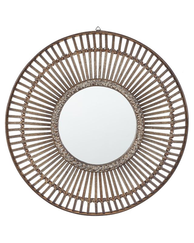 Lustro ścienne Blasito 66 cm 66 cm Drewno bambusowe Ciemne drewno 1 szt.