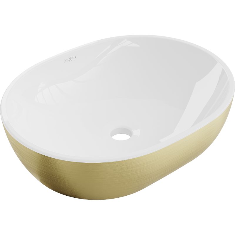 Umywalka nablatowa Mexen Viki biały/złoty 48x35 cm 1 szt.
