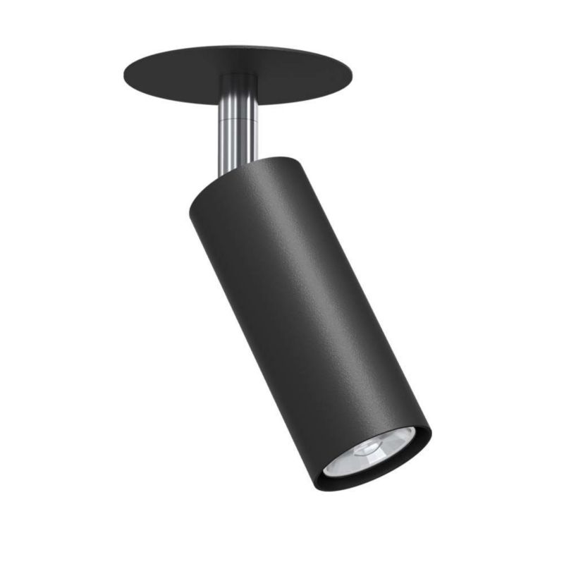 Oprawa sufitowa wpuszczana Brosline Ace czarna-chromowana ruchoma 1 x GU10 x 4W IP20 wym: 14,5 x 7,5 x 7,5 cm okrągła - 1 szt.