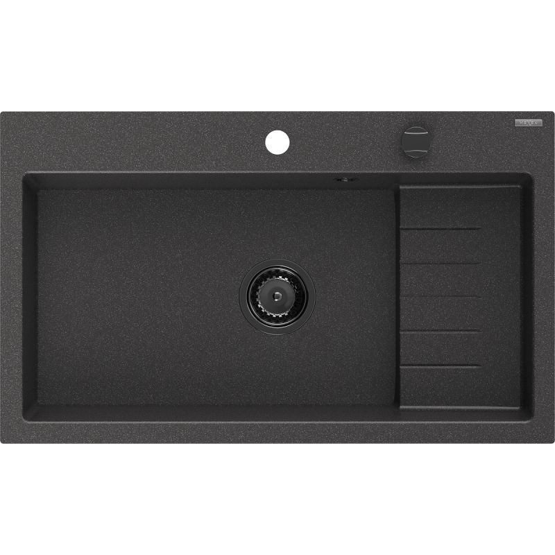 Zlewozmywak wpuszczany Mexen Omar 1-komorowy czarny/srebrny metalik 800 x 480 mm - 6520801005-73-G 1 szt.