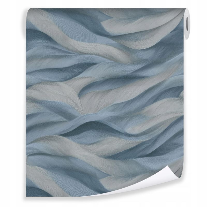 Tapeta WALLARENA Do Sypialni Salonu Na Flizelinie Abstrakcja 3D Fale Niebieski 50x1000 cm T15790VE 1 szt.