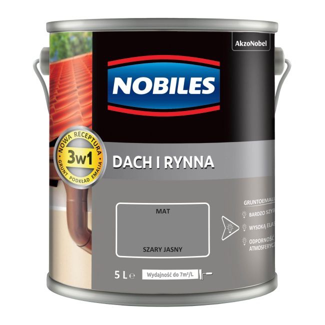Emalia Nobiles Dach i Rynna szary jasny 5 l