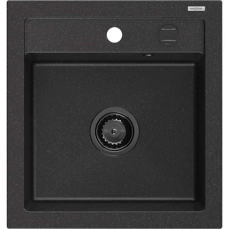 Zlewozmywak wpuszczany Mexen Vito 1-komorowy czarny/srebrny metalik 520x490 mm 6503521000-73-B