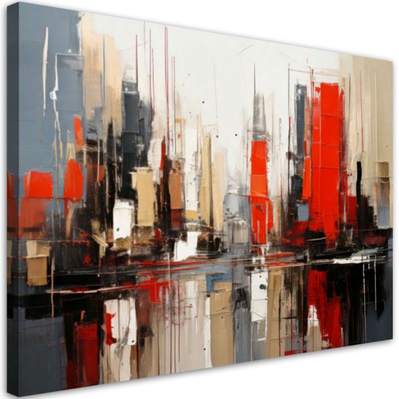 Obraz nowoczesny Feeby Abstrakcjyjne miasto beżowy czerwony 100x70cm 1szt