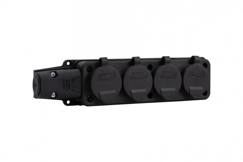 Rozgałęźnik F-elektro gumowy 4-gniazda Schuko czarna IP44 F6.0398 1szt.