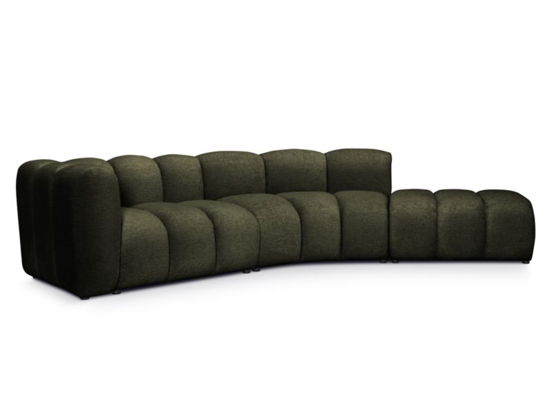 Narożnik lewostronny LaMiaSofa NAPOLI z tkaniny szenilowej 335x166 cm oliwkowy 1 szt.