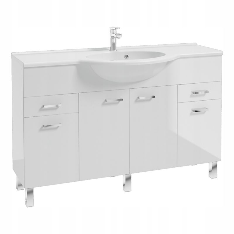 Szafka Łazienkowa Stamar z Umywalką 1300 mm Biała Połysk 2 Szuflady 1 szt