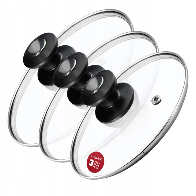 Pokrywka KADAX Szklana Zestaw Pokrywek 16/18/20cm 3 szt. 1szt.