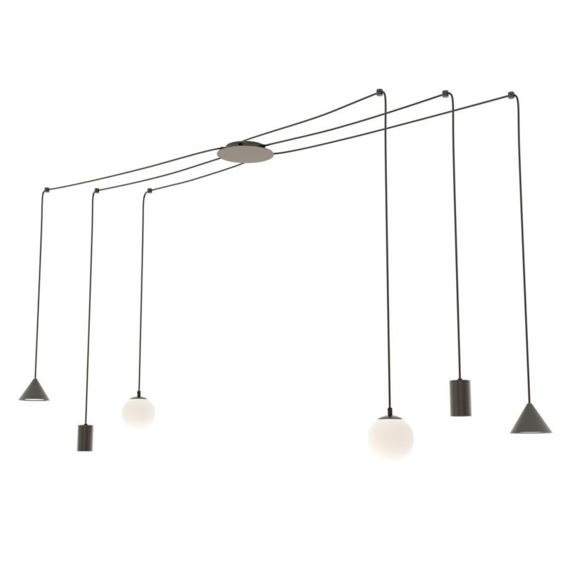 Lampa wisząca Emibig Fuji 0559 czarna designerska 6xE14 / GU10 / GX53 x 10W 1 szt.