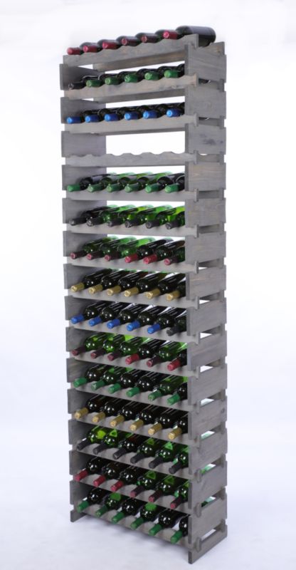 Stojak na wino MODO24 regał modułowy na butelki 15 leżni x 6 butelek montaż bez narzędzi impregnacja szara 1 szt.