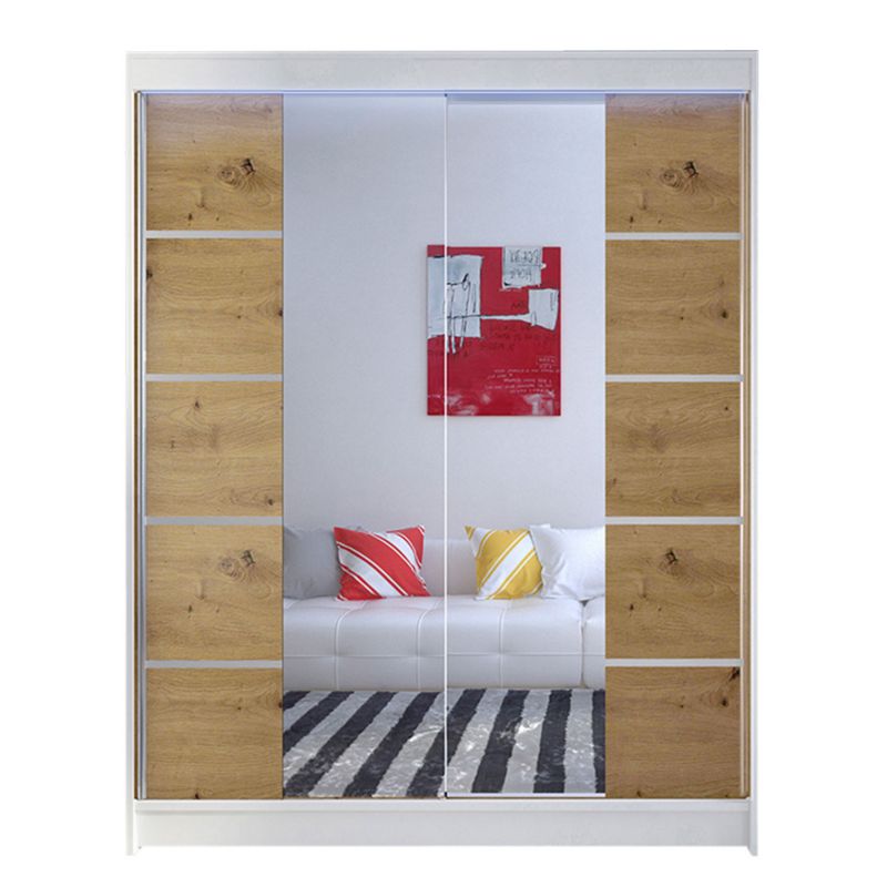 Szafa MIRJAN 24 z drzwiami przesuwnymi Camino V z oświetleniem RGB biały/dąb artisan 1 szt.