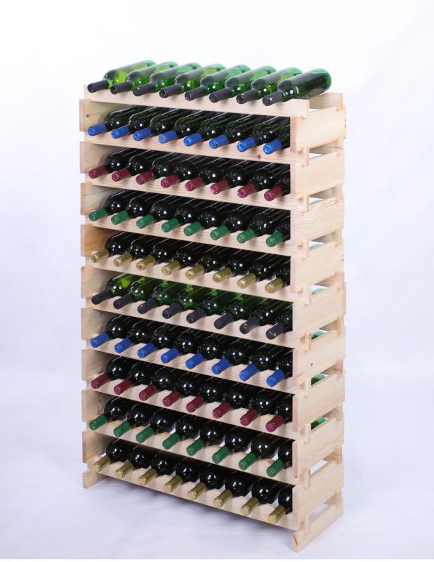 Stojak na wino MODO24 regał modułowy na butelki 10 leżni x 8 butelek montaż bez narzędzi naturalne drewno 1 szt.