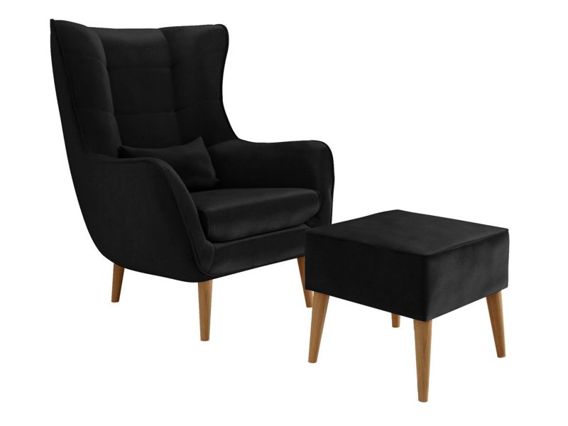 Fotel MIRJAN 24 Estjano z podnóżkiem czarny 1 szt.