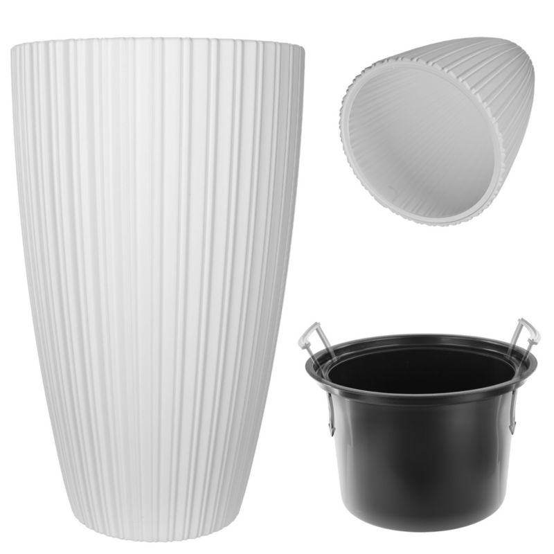 Doniczka KADAX Donica Na Kwiaty 30cm Osłonka Z Wkładem Kwietnik Plastikowa Biała 1 szt.