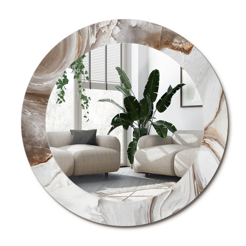 Lustro ścienne z ozdobnym szklanym obramowaniem Wallfluent fi50 cm Jasny marmur 1 szt.