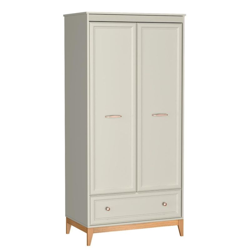 Szafa dwudrzwiowa Bettso Windsor z szufladą w klasycznym stylu na dębowych nogach kaszmir 1szt.