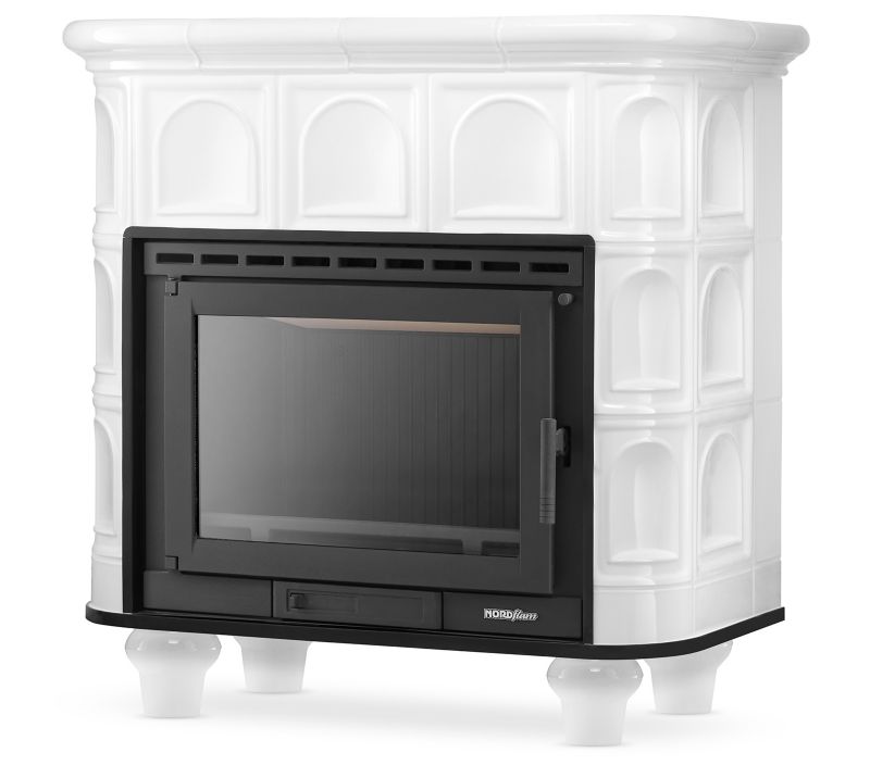 Piec kaflowy kominek koza żeliwny ceramiczny HIGHER wkład FLORENCJA kolor biały 1 szt