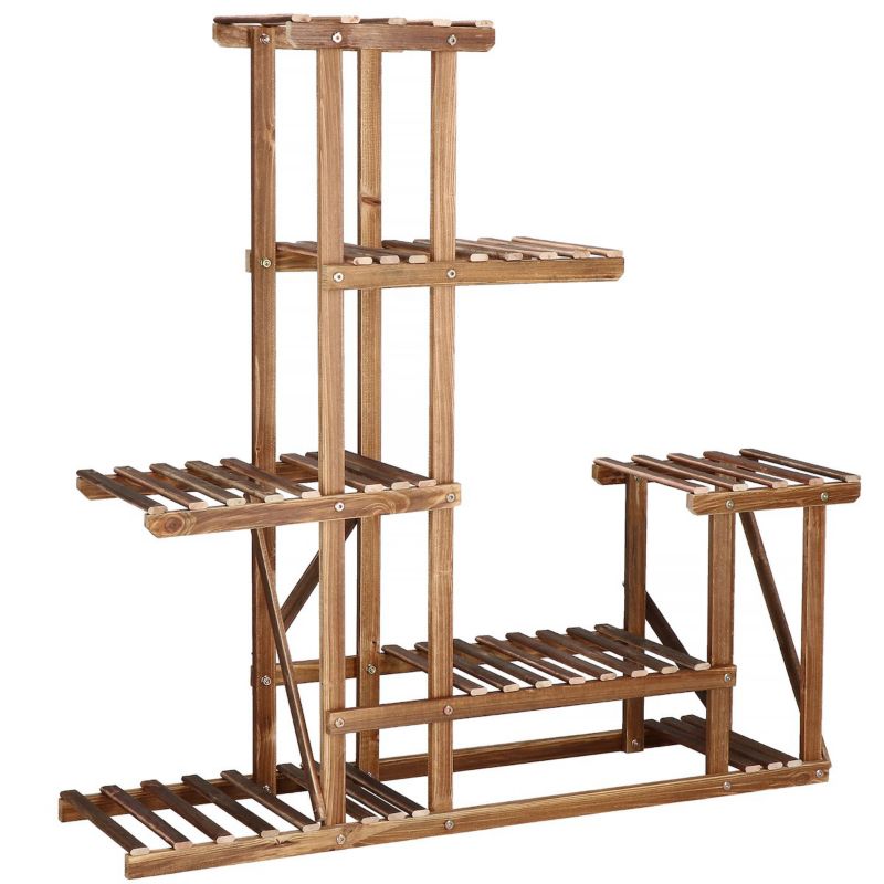 Kwietnik drewniany Springos 95 cm stojak na kwiaty brązowy postarzany 1 szt.