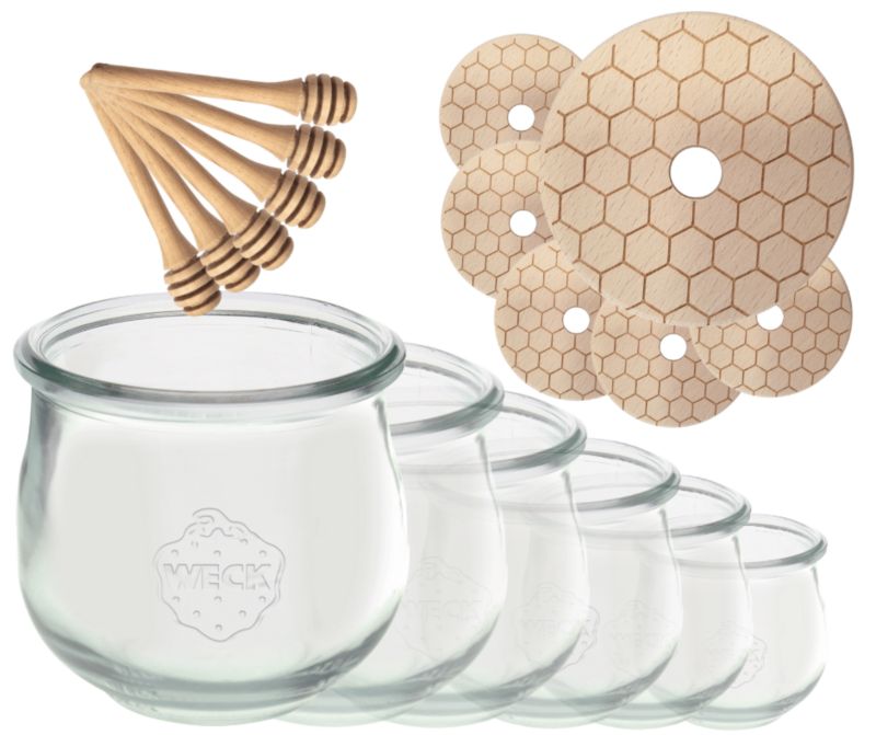 Słoiki do miodu MODO24 Weck 370 ml fi 80 tulip nabieraki W3 6 kpl.