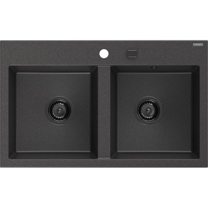 Zlewozmywak wpuszczany Mexen Hektor 2-komorowy czarny nakrapiany 800x490 mm - 6521802000-76-G 1 szt.