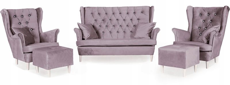 Zestaw wypoczynkowy uszak do salonu sofa fotele z podnóżkiem Family Meble Gaja 1szt