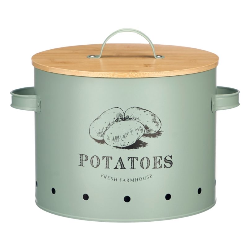 Pojemnik Na Ziemniaki KINVARA Miętowy Bambusowa Pokrywka 1 szt.
