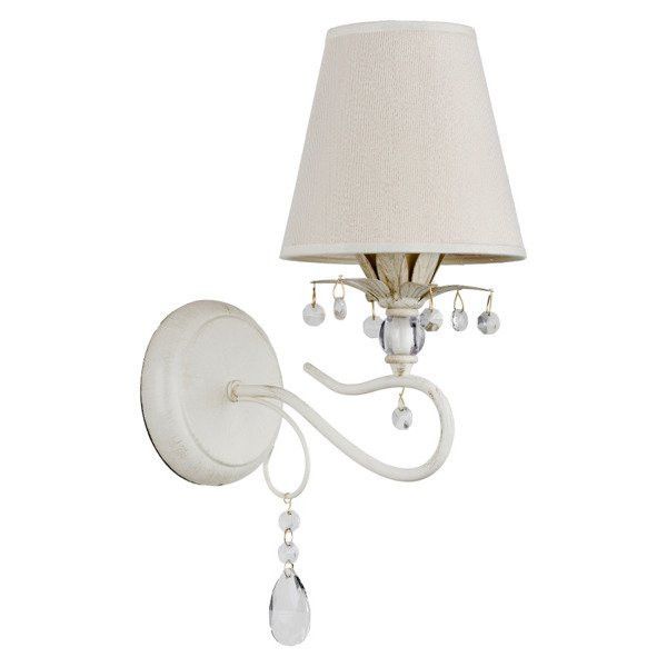 Kinkiet ścienny Alfa Lukrecja biało-kremowy szkło kryształowe 1 x E14 x 10W IP20 wym: 32 x 14 x 25 cm - 1 szt.