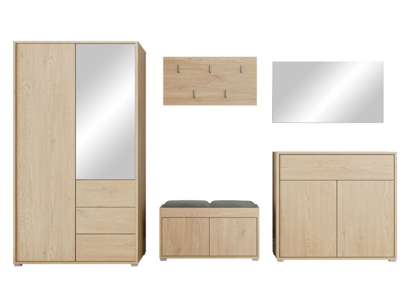 Zestaw MIRJAN 24 do przedpokoju Gesita V dąb cremona/plusz stalowy szary 1 kpl.