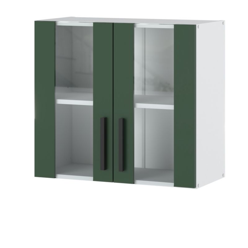 Szafka Kuchenna Hurtownia-Mebli Wisząca Blanka górna W80 Witryna 80cm Biały Mat Butelkowa Zieleń 80x30x60 cm 1szt.