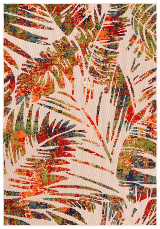 Dywan Zewnętrzny / Wewnętrzny Płaskotkany Aventura EC66A prostokąt Mazovia 140x 200 cm kolorowy motyw roślinny 1 szt.