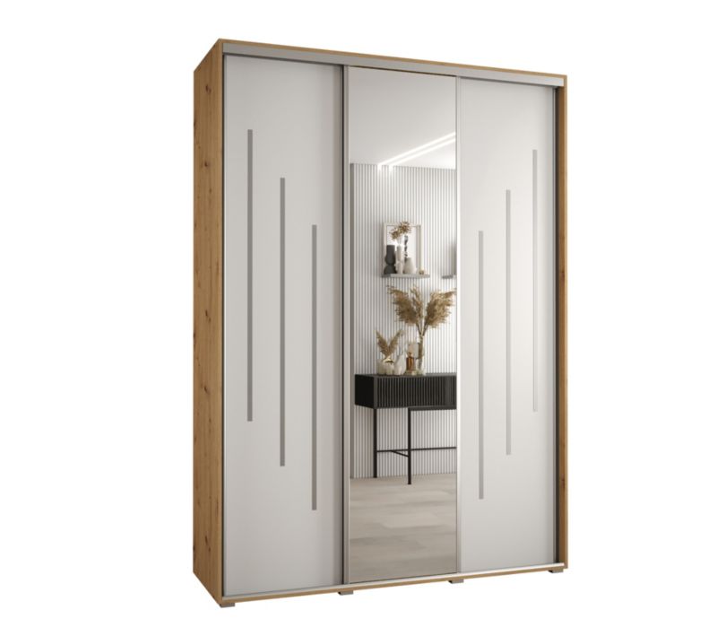 Szafa przesuwna Abiks DAVOS 9 wysoka szer.180cm gł.60cm artisan/biały/srebrny 1szt.