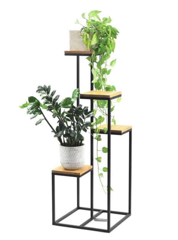 Kwietnik stojący JAKPOL stojak na 4 kwiaty Loft 112cm metalowy wysoki czarny 1 szt.