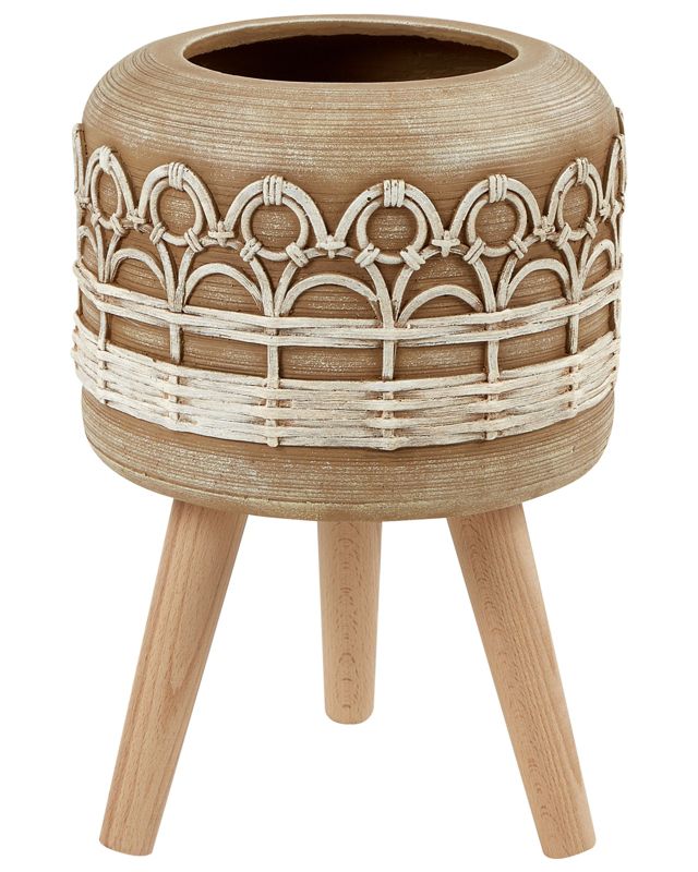 Doniczka na nóżkach Cyrtomium Ceramika Jasnobrązowy 1 szt.