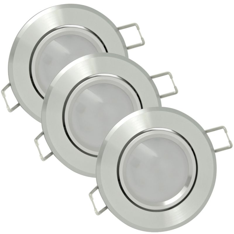 Oprawa sufitowa wpuszczana Polux Sun srebrny połysk ruchoma 3 x GU10 x 8W IP20 wym: 6,3 x 8,4 x 8,4 cm okrągła - 3 szt.