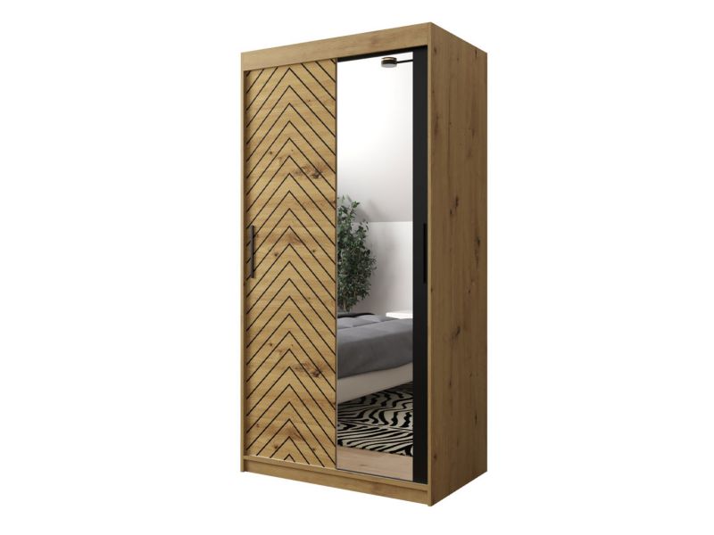 Szafa MIRJAN 24 Jodełka 2 100 dąb artisan + czarny 1 szt.