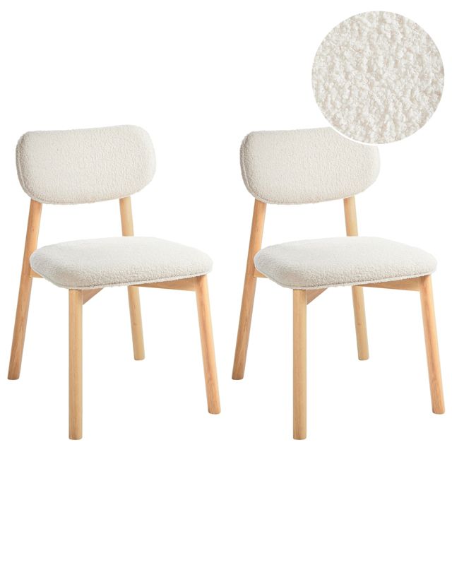 Zestaw 2 krzeseł do jadalni Mills Boucle Jasnobeżowy 1 par.