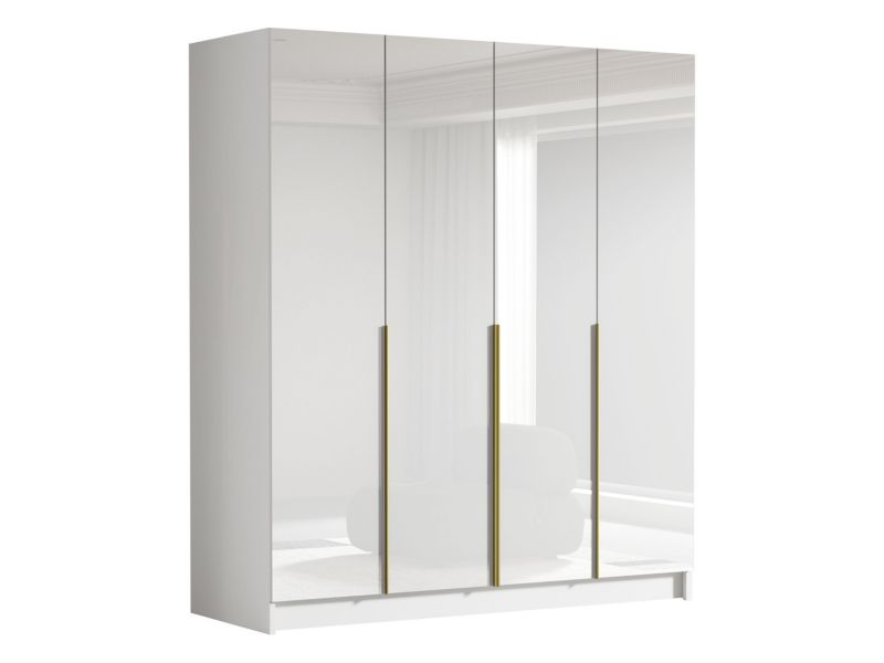 Szafa MIRJAN 24 pokojowa Santi I biały / biały połysk + złoty 1 szt.