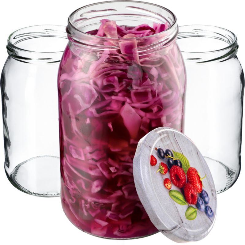 Słoiki KADAX na przetwory 900ml 82mm + wieczka "Jagody" 24 szt.