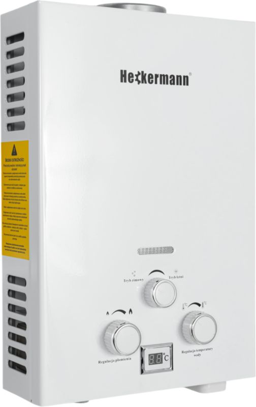 Podgrzewacz Przepływowy Wody Bojler Gazowy LPG Biały Heckermann 6L 1szt