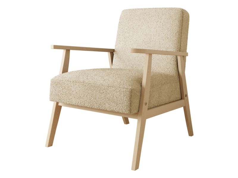 Fotel MIRJAN 24 Retro Boucle jasnobeżowa bukla 1 szt.