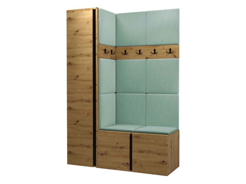 Garderoba MIRJAN 24 Orion IX dąb artisan/czarny + miętowy 1 kpl.