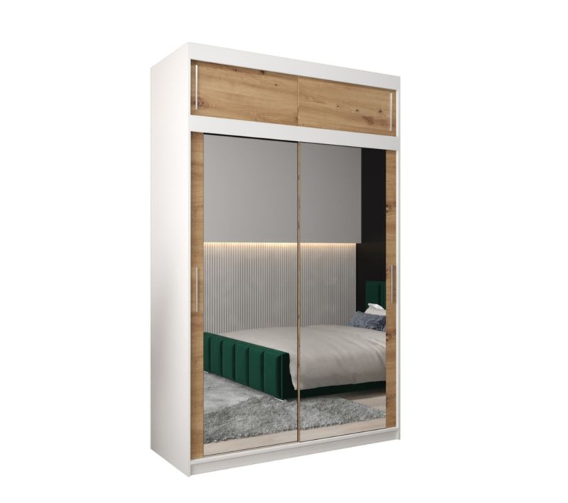 Szafa przesuwna Garderoba Abiks Tokyo 3 150 biały + artisan z nadstawką 1 szt.